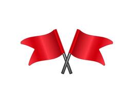Two red flags crossed together symbol on white vector