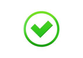 Green checkmark inside circle symbolizing approval vector