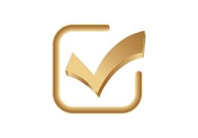 Golden checkbox icon with bold check mark vector