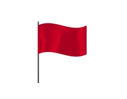 Bright red flag waving on pole vector