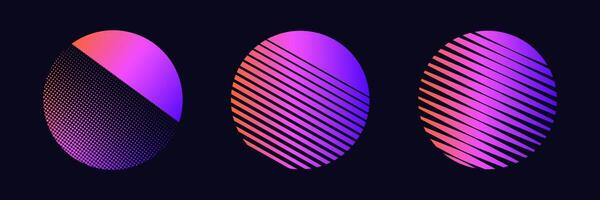 Vibrant geometric shapes with gradient lines in circular pattern vector