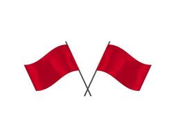 Two red flags crossed on white background image vector