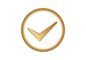 Golden checkmark symbol in circular frame vector