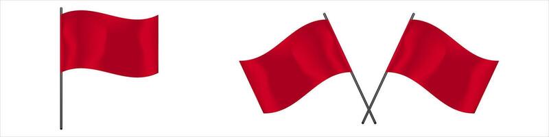 Red flags waving on poles symbolizing caution vector