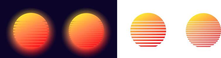 Colorful gradient sun icons with horizontal stripes vector