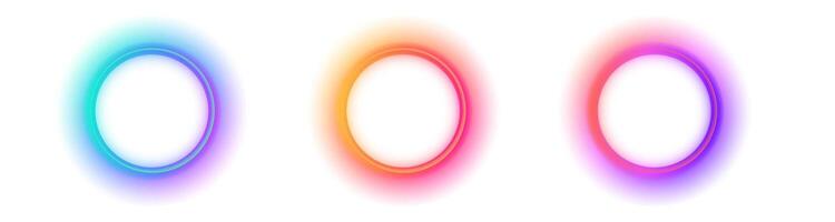 Colorful gradient circle designs with vibrant glow on white background vector