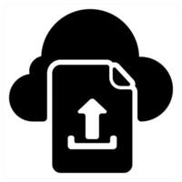 File Upload icon concept in black color vector