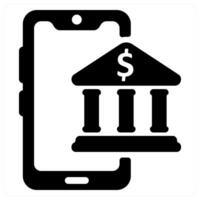 Online Banking icon concept in black color vector