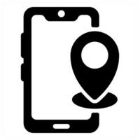 Mobile Location icon concept in black color vector