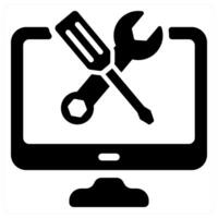 Tech Support icon concept in black color vector