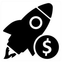 Business Start icon concept in black color vector