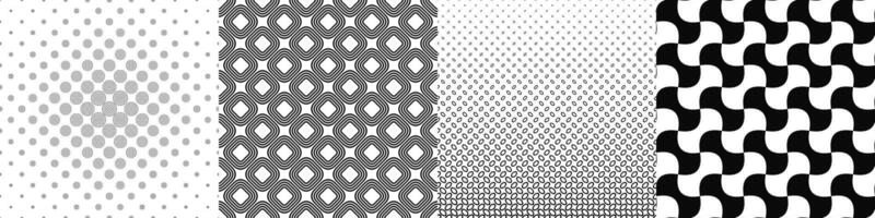 Black and white repeating pattern background collection vector