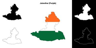 Jalandhar district, Punjab blank outline map set vector