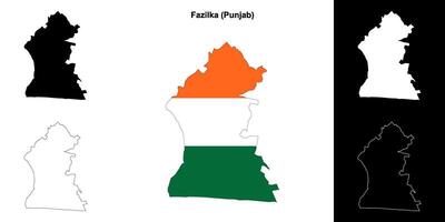 Fazilka district, Punjab blank outline map set vector