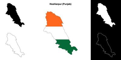 Hoshiarpur district, Punjab blank outline map set vector