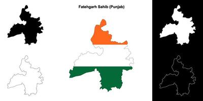 Fatehgarh Sahib district, Punjab blank outline map set vector