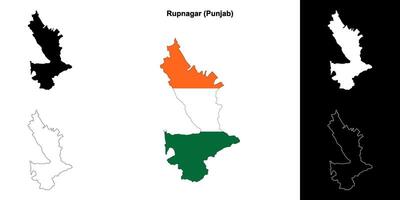 Rupnagar district, Punjab blank outline map set vector