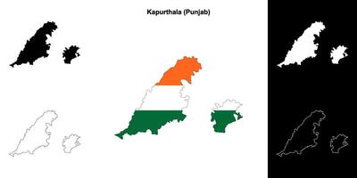 Kapurthala district, Punjab blank outline map set vector