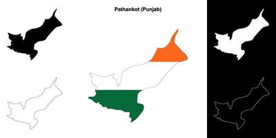 Pathankot district, Punjab blank outline map set vector