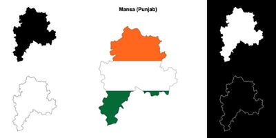 Mansa district, Punjab blank outline map set vector