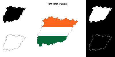 Tarn Taran district, Punjab blank outline map set vector