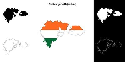 Chittaurgarh district, Rajasthan blank outline map set vector