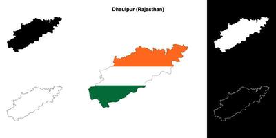 Dhaulpur district, Rajasthan blank outline map set vector