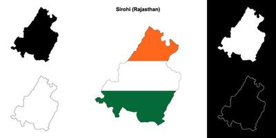 Sirohi district, Rajasthan blank outline map set vector