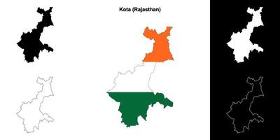 Kota district, Rajasthan blank outline map set vector