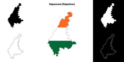 Rajsamand district, Rajasthan blank outline map set vector
