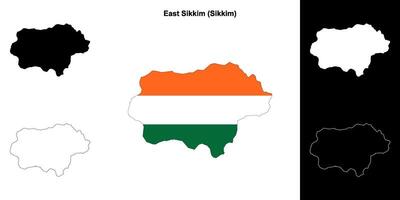 East Sikkim district, Sikkim blank outline map set vector