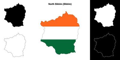 North Sikkim district, Sikkim blank outline map set vector