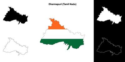 Dharmapuri district, Tamil Nadu blank outline map set vector
