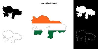 Karur district, Tamil Nadu blank outline map set vector
