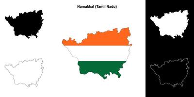 Namakkal district, Tamil Nadu blank outline map set vector