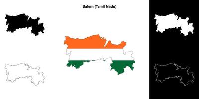 Salem district, Tamil Nadu blank outline map set vector