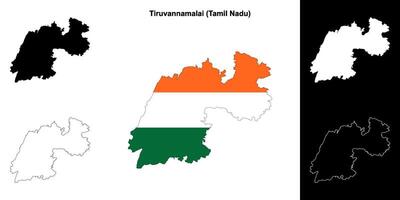 Tiruvannamalai district, Tamil Nadu blank outline map set vector