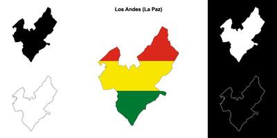 Los Andes province outline map set vector