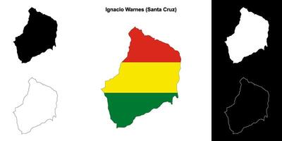 Ignacio Warnes province outline map set vector
