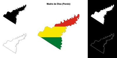 Madre de Dios province outline map set vector