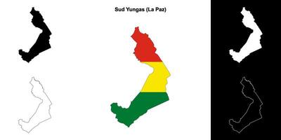 Sud Yungas province outline map set vector