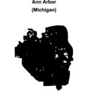 Ann Arbor, Michigan blank outline map vector