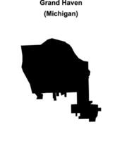 Grand Haven, Michigan blank outline map vector