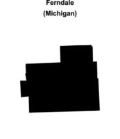 Ferndale, Michigan blank outline map vector