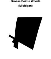Grosse Pointe Woods, Michigan blank outline map vector