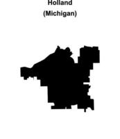 Holland, Michigan blank outline map vector