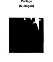 Portage, Michigan blank outline map vector