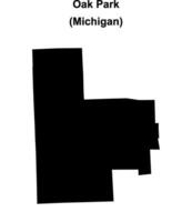 Oak Park, Michigan blank outline map vector