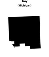 Troy, Michigan blank outline map vector