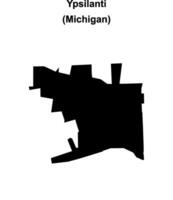 Ypsilanti, Michigan blank outline map vector